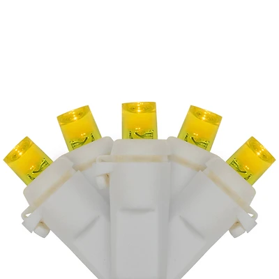 LED Wide Angle Christmas Lights - Yellow - 33' White Wire - 100 ct