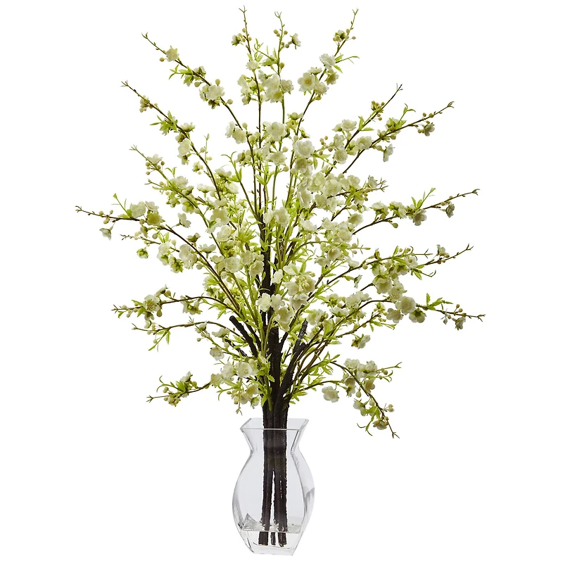 2ft. White Cherry Blossom in Glass Vase