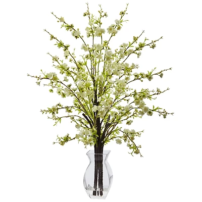 2ft. White Cherry Blossom in Glass Vase