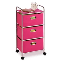 Honey Can Do Pink 3-Drawer Rolling Cart