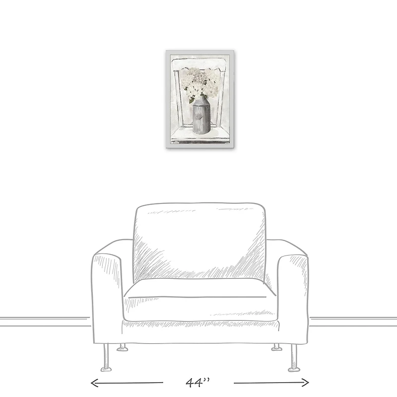 Farmhouse Hydrangeas White Framed Canvas