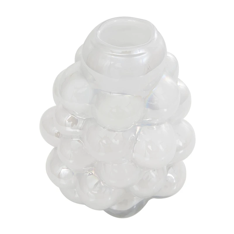 12" Clear Abstract Handmade Bubble Glass Vase