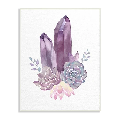 Stupell Industries Purple Blue Succulent Crystal Flower Watercolor Painting