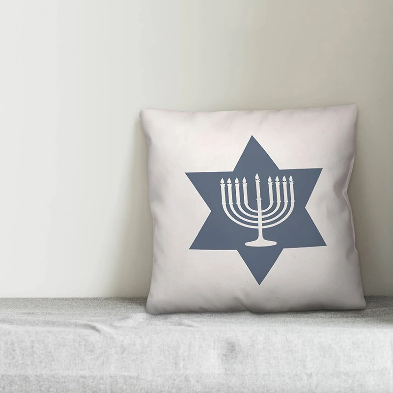 Simple Star of David Menorah 18x18 Spun Poly Pillow