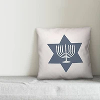 Simple Star of David Menorah 18x18 Spun Poly Pillow