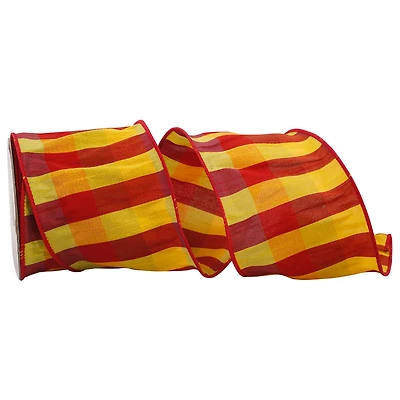 Reliant 4" x 10yd. Naples Check Wired Ribbon