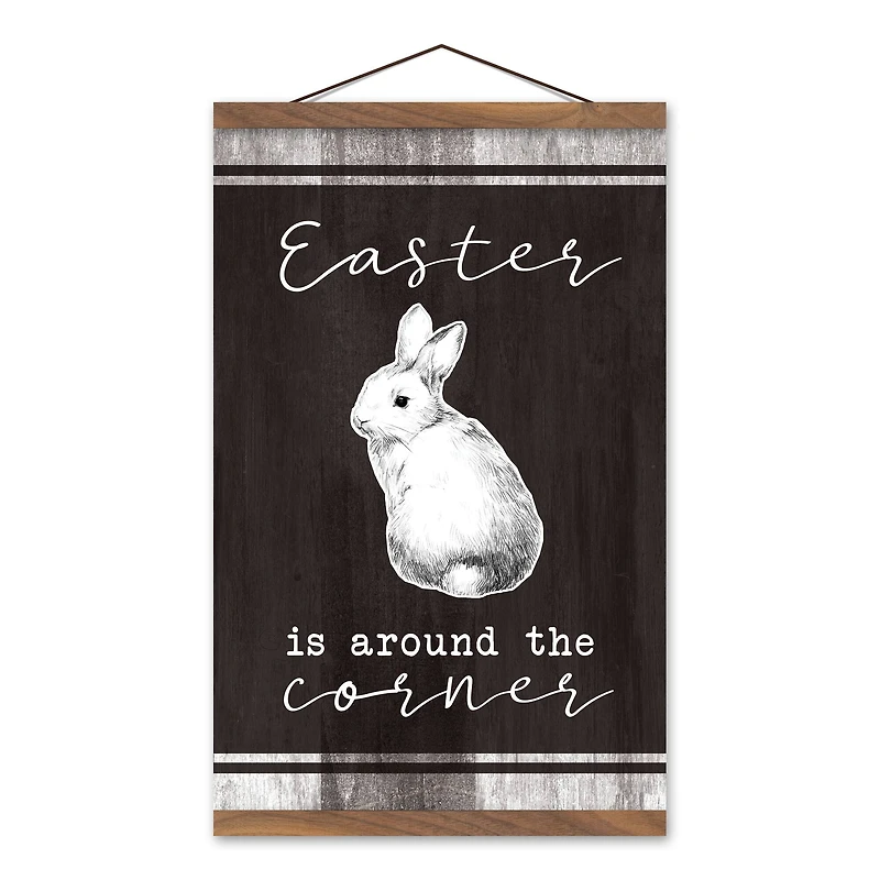 Easter Around The Corner 12" x 18" Teak Hanging Canvas