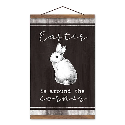 Easter Around The Corner 12" x 18" Teak Hanging Canvas