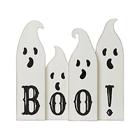 Glitzhome® 12" Ghost Halloween Wooden Table Decor