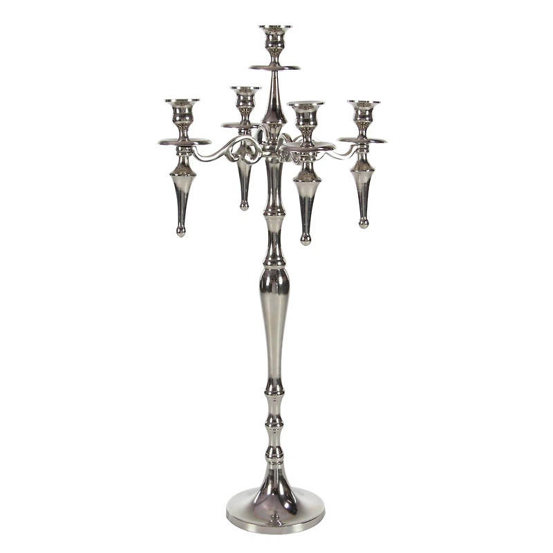 Silver Aluminum Traditional Candlestick Holders, 33x16x16"