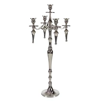Silver Aluminum Traditional Candlestick Holders, 33x16x16"