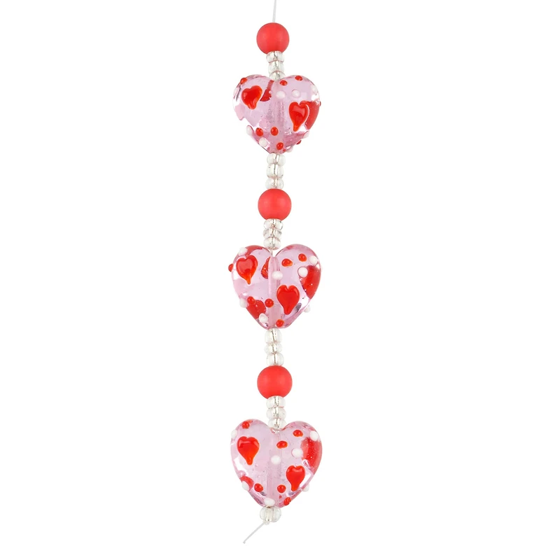 Red Lampwork Glass Heart Beads, 19mm by Bead Landing™