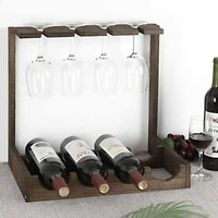 NEX™ Wood Wine Bottle Holder with Glass Rack