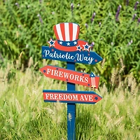 Glitzhome® 36" Directional Patriotic Top Hat Stake