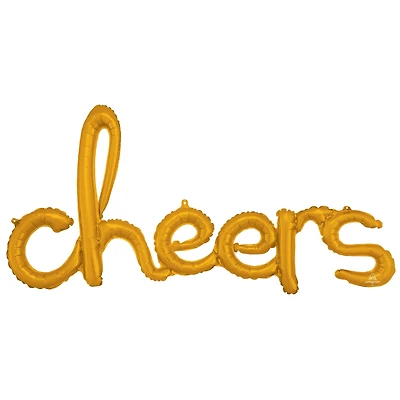 40" Gold Cheers Script Phrase Foil Balloon