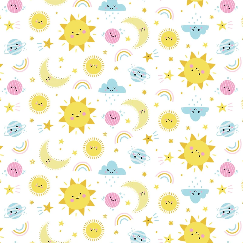 Eugene Textiles Sun & Moon White Flannel