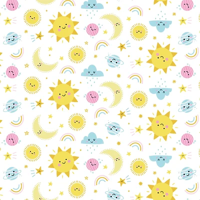 Eugene Textiles Sun & Moon White Flannel