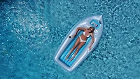 9ft. Inflatable Gray & Blue Classic Boat Cruiser Pool Float with Cooler