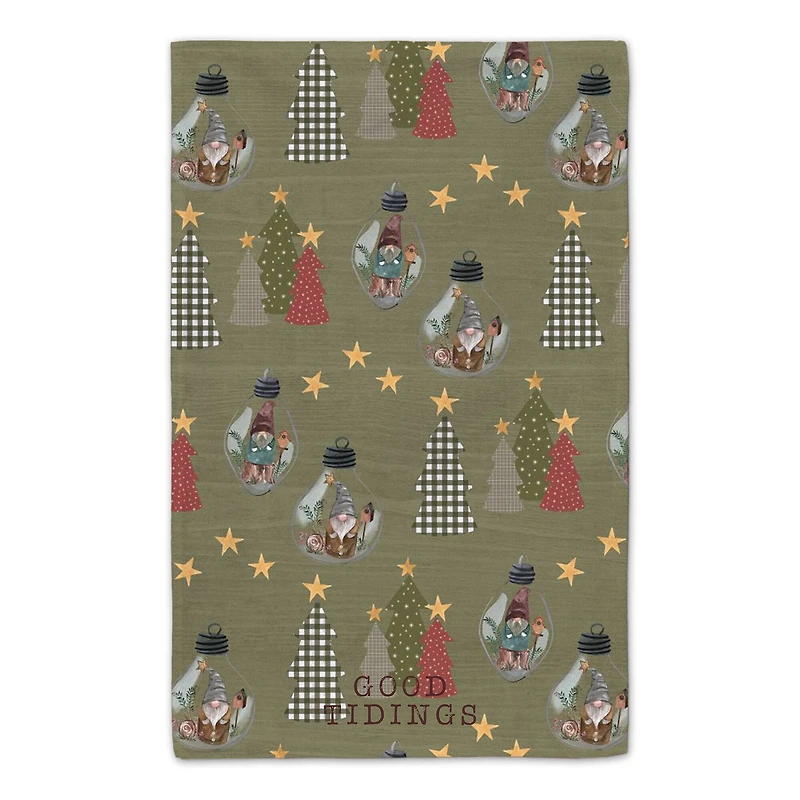 Good Tidings Green Tree & Globe Pattern Tea Towel Set