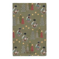 Good Tidings Green Tree & Globe Pattern Tea Towel Set