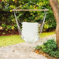 37.25" x 33" Cream Hammock Chair with Wooden Bar