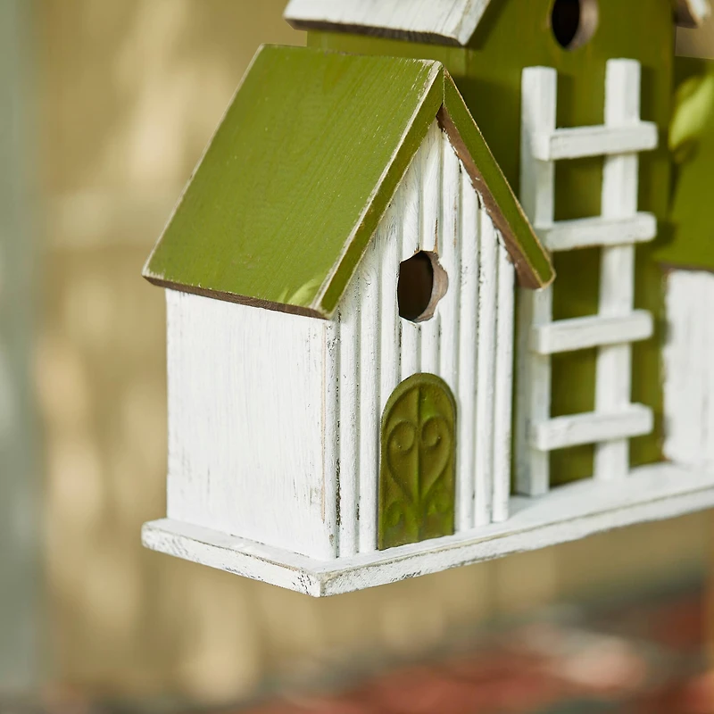 Glitzhome® 14.75" Distressed Wood Villa Birdhouse with 3D Ladder