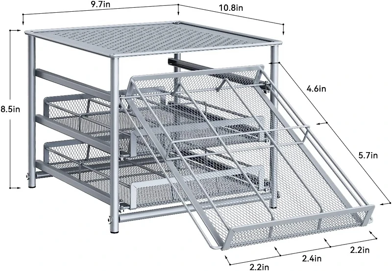NEX™ 3-Tier -Bottle Metal Spice Rack with Drawer Organizer