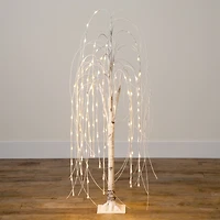 4ft. Pre-Lit White Weeping Willow Artificial Christmas Tree, Warm White LED Lights
