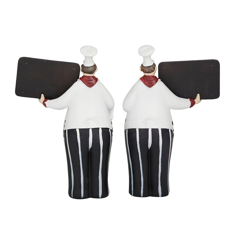 Polystone Chef with Horizontal Chalkboard Sign Set