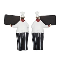 Polystone Chef with Horizontal Chalkboard Sign Set