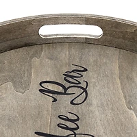 Elegant Designs™ 13.8" Round Gray Wash Coffee Bar Serving Tray with Handles
