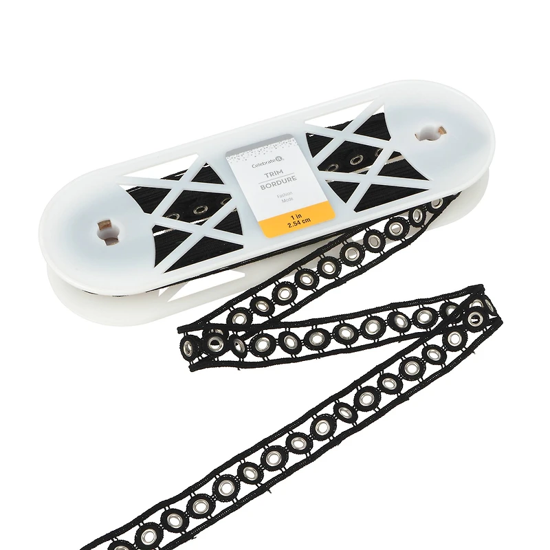 1" Black Eyelet Trim by Celebrate It® Fashion Mode