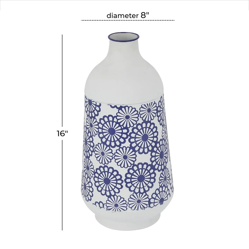 White Iron French Country Vase, 16" x 8" x 8"