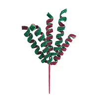 11" Red & Green Glitter Ribbon Curl Pick by Ashland®