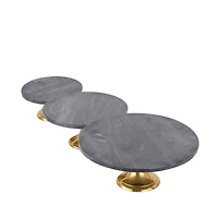The Novogratz Set of 3 Black Aluminum Natural Cake Stand, 6" x 12" x 12"