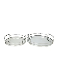 The Novogratz Silver Contemporary Tray, Set of 2" 19", 14"