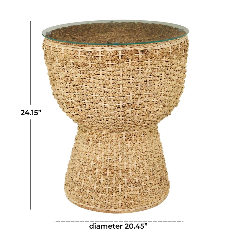 Brown Seagrass Bohemian Accent Table 24" x 20" x 20"