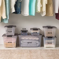 IRIS® Stack & Pull™ Clear Storage Box with Gray Lid