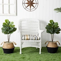 3ft. Artificial Fiddle Leaf Fig Tree With Handmade Cotton & Jute Woven Planter Set DIY Kit