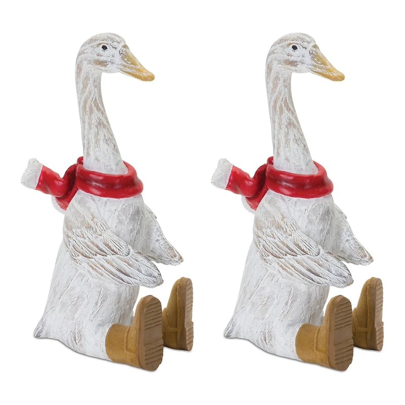 10" Winter Goose Figurine with Boots Set