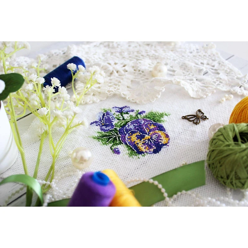 MP Studia Pansies Counted Cross Stitch Kit