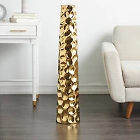 39" Gold Concaved Circles Ceramic Vase