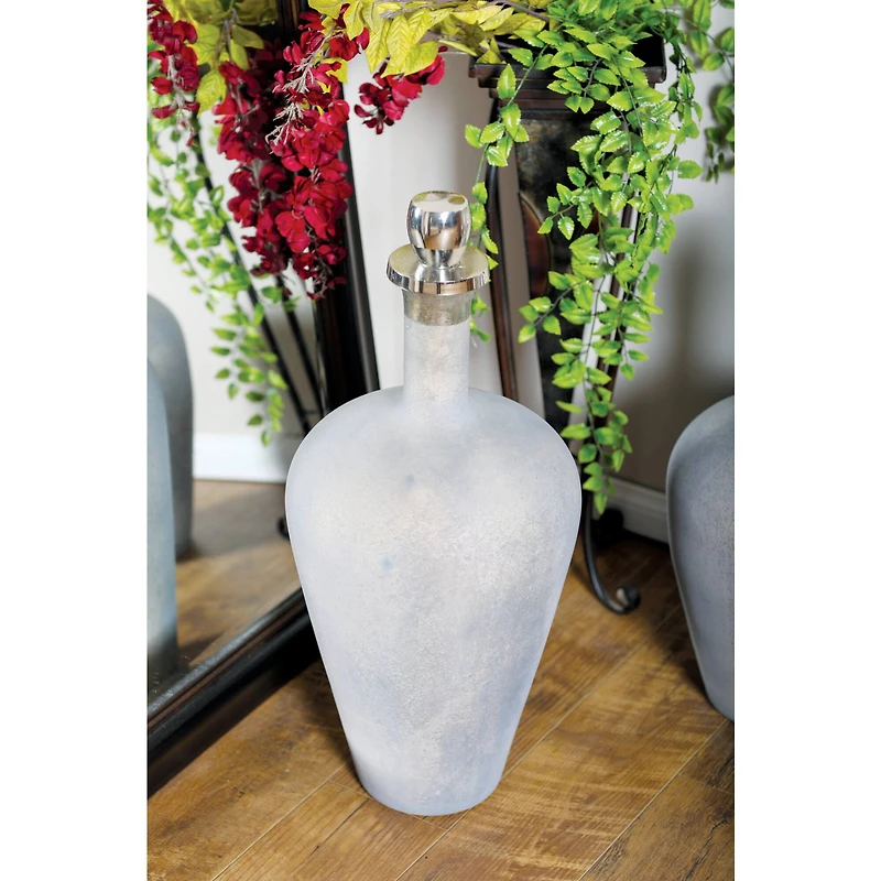 28" Silver Glass Modern Decorative Bottle