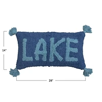 Hello Honey® "Lake" Design & Tassels Cotton Punch Hook Lumbar Pillow