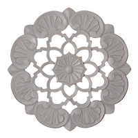 American Art Décor™ 16" Small Gray Traditional Hand-Carved India Wood Medallion