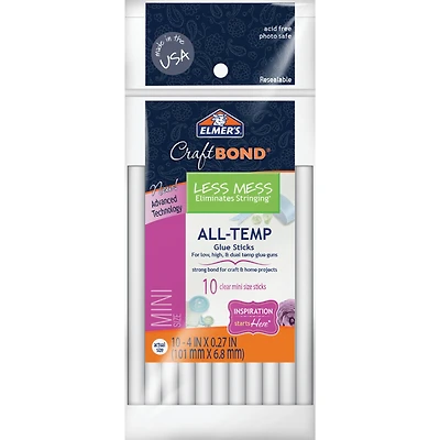 Elmer's® Less Mess 4" Mini Size All-Temp Hot Glue Sticks