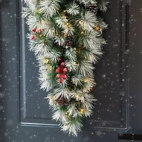 Glitzhome® 3ft. Pre-Lit Pinecones & Berries Artificial Christmas Teardrop Swag