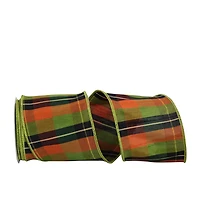 JAM Paper 4" x 10yd. Dupioni Wired Edge Grand Tonal Plaid Ribbon