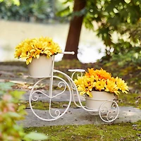 Glitzhome® 21.5'' White Metal Bicycle Plant Stand