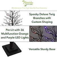 3ft. Pre-Lit Halloween Deluxe Black Twig Artificial Tree with 36 Orange & Purple LED Lights